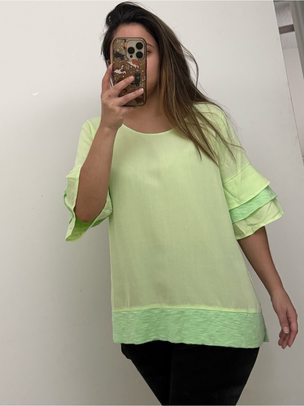 Whimsy Boho Fairy Summer Light Green Blouse - Soft Surroundings - sz Small